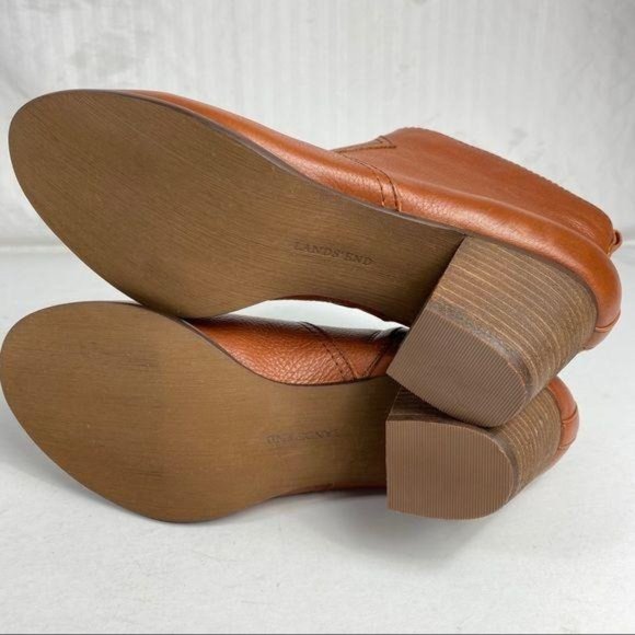 Land’s End Harris Ankle Booties Leather Side Zip Chestnut Brown Womens Sz 9 - Picture 3 of 11